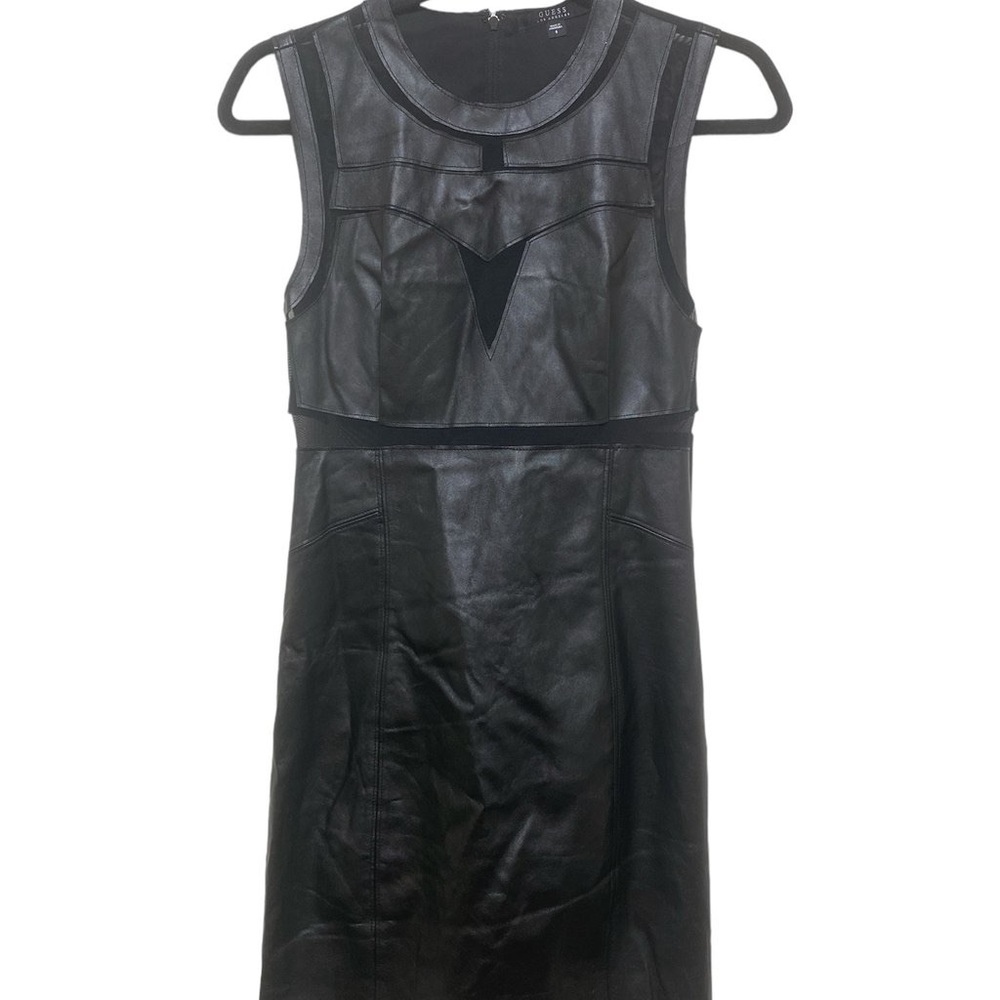 Guess Faux Leather Mesh Mini Dress